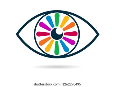 colorful eye icon flat vector