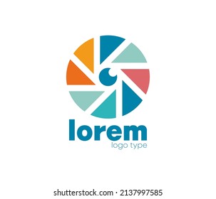 Colorful Eye lenses Logo type Design. Digital optical vision creative symbol concept. Eye iris scan. Corporate identity logo, company graphic design