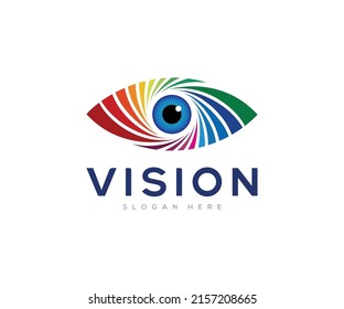 Colorful Eye Logo Design. Vision Eye Care Logo Design Template.