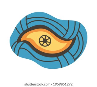 Colorful eye talisman as an occultism and prophecy sacred symbol. Eye of providence, mysterious talisman. Concept of religious, magical and esoteric sign. Flat cartoon vector illustration