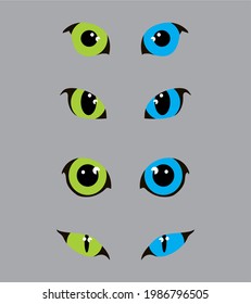 colorful eyed cat graphic design vector art