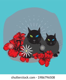 colorful eyed cat graphic design vector art