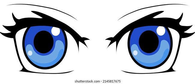 Colorful eyes collection isolated on white, modern design, Cartoon woman eyes and eyebrows with lashes. Isolated vector illustration. Can used for T-shirt print, poster and cards. cartoon anime eyes