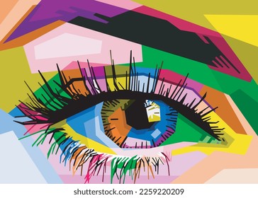 colorful eyes in polygonal abstract pop art style. suitable for posters, banners, banners, logos and more