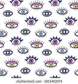 Patrón transparente de ojos coloridos. Fondo ocular