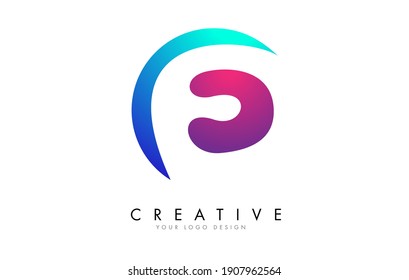 Colorful F Letter Logo Design with Creative Cuts and Gradient Blue and Pink Rounded Background. Creative F Icon.