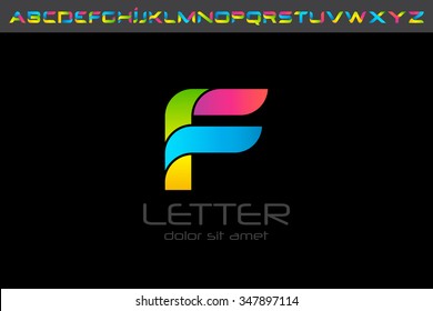 Colorful F letter Logo design alphabet collection