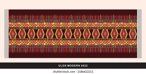 Colorful fabric design, 2022 modern style. with portrait design. Ulos is a term for traditional Batak cloth made by weaving.