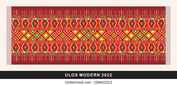 Colorful fabric design, 2022 modern style. with portrait design. Ulos is a term for traditional Batak cloth made by weaving.