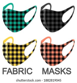 colorful fabric face masks isolated on white background. If you are well the fabric mask is fine enough to protect you from viruses or dust and allergy.