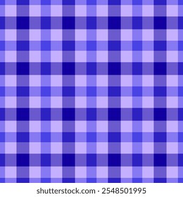 Colorful fabric textile seamless, diwali tartan plaid texture. Diagonal check pattern vector background in indigo and slate blue colors palette.