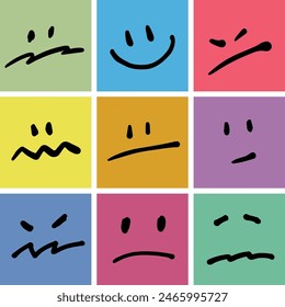 conjunto de Vector de garabatos de cara colorida