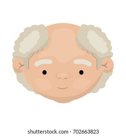 colorful face of elderly man with a few curly white hair vector illustration