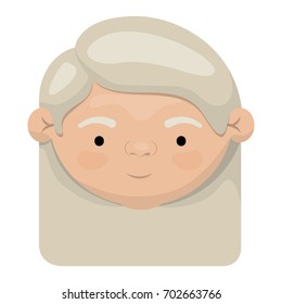 colorful face of elderly woman with a straight long hairstyle vector illustration