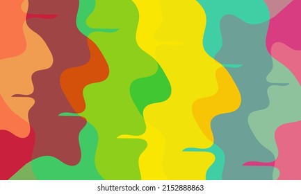 colorful face illustration for diversity creative theme. vector abstract art background design eps.10