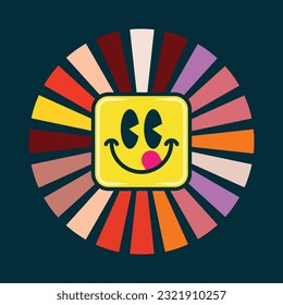 Colorful face savoring food cartoon emoji vector illustration design editable and resizable 