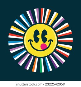 Colorful face savoring food cartoon emoji vector illustration design editable and resizable 