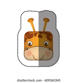 colorful face sticker of giraffe in square shape vector illustration