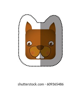 colorful face sticker of squirrel in square shape vector illustration