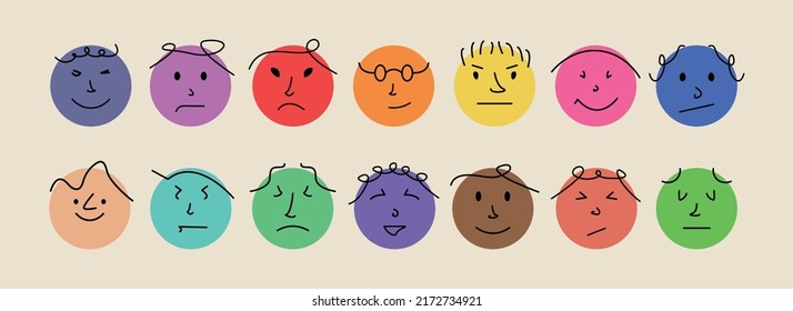 Colorful faces drawing vector art.