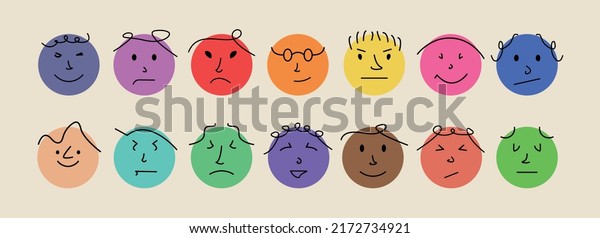 Colorful Faces Drawing Vector Art Stock Vector (Royalty Free ...