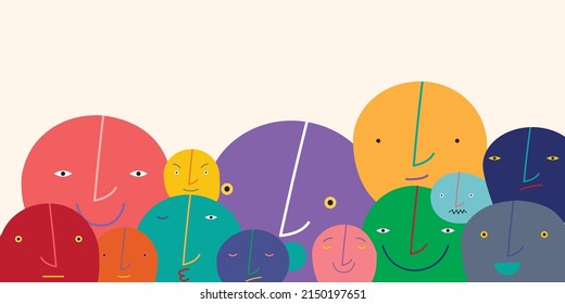 Colorful faces.Template  with geometric elements suitable for social media posts, , banners design.  Fashion backgrounds.