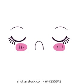 colorful facial expression disgust kawaii vector illustration