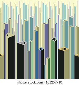 Colorful factory vertical rectangular armature on sunny background.