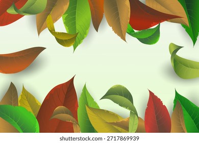 Colorful fall leaf border template with copy space