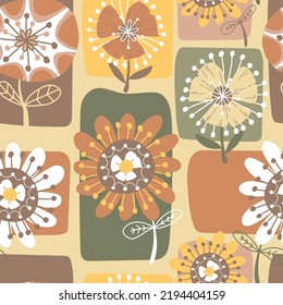Colorful fall pattern, floral seamless pattern in pastel colors, autumn pattern theme