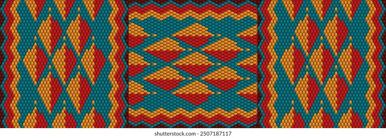 Colorful Fall, Seamless  Pattern, Vibrant Geometric Mosaic