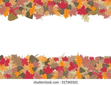 Colorful fallen leaves in autumn colors are isolated on the white background