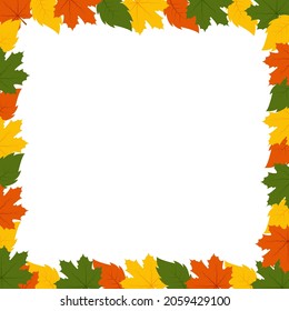 La colorida caída del otoño deja el fondo vectorial. El patrón de la frontera otoñal no tiene fisuras. Ilustración vectorial.