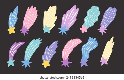 Colorful falling stars with tails collection authors work