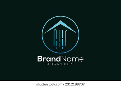 Colorful falls and home logo design template