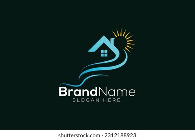 Colorful falls and home logo design template