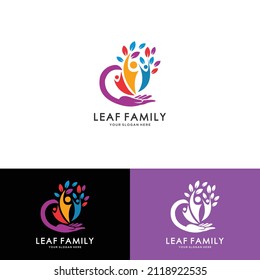 Colorful Family Tree Logo Design Illustration