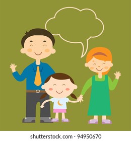 Colorful family vector on green background