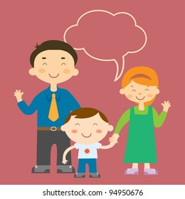 Colorful family vector on red background