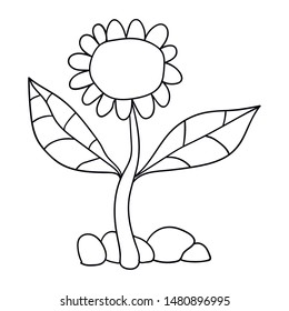 Colorful fantasy doodle cartoon flower isolated on white background. Vector illustration. 