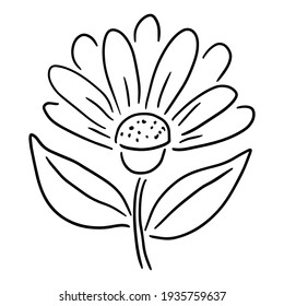 Colorful fantasy doodle cartoon sloppy flower isolated on white background. Vector illustration.
