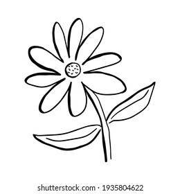 Colorful fantasy doodle cartoon sloppy flower isolated on white background. Vector illustration.
