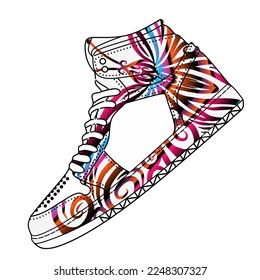 

Colorful fashion indonesian culture traditional batik sneakers sport shoes design for logo or commercial illustration