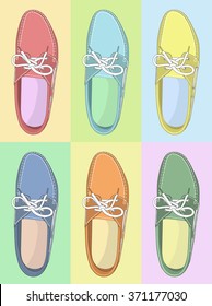 Colorful fashion modern flat shoe icons.