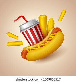 Colorful fast food  background. Vector Illustration