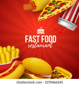 Colorful fast food  background. Vector Illustration