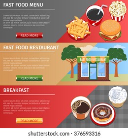 Colorful Fast Food Banners Set.Vector Illustration