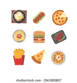 Colorful Fast food vector , flat design style 