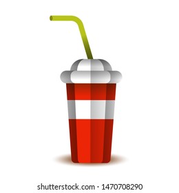 Colorful Fast food vector isolated on white background. Fast food hamburger dinner and restaurant paper cut style