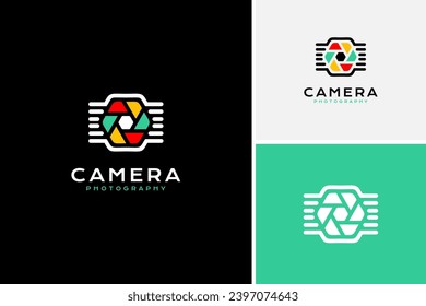 Colorful fast shot icon logo design vector, camera  logo design template